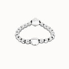 Beaded bracelet with pink oval faceted crystal